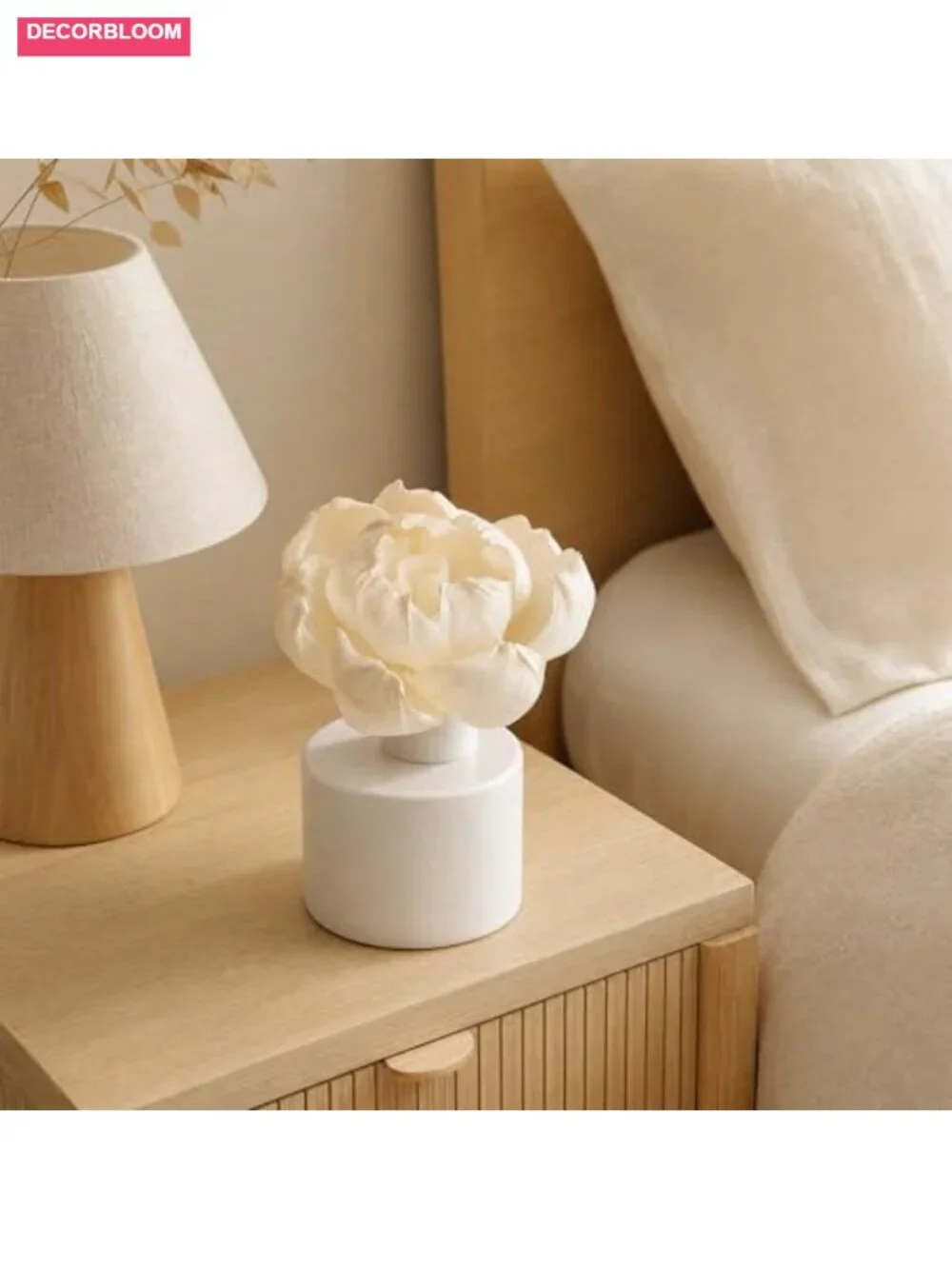 Handmade Sola Wood Reed Diffuser Sticks Set - 7 Pcs White Flowers for Home